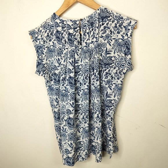 Madewell Silk Floral Blouse Pleated Cap Sleeve Flowy - Picture 8 of 10